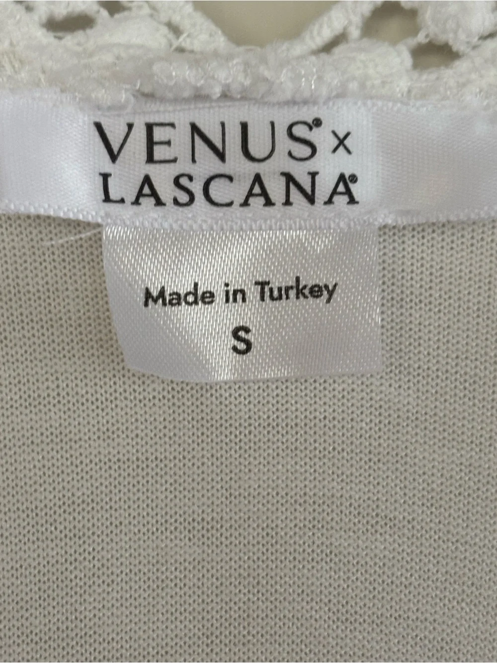 Lascana Crochet Trim Top Sz Small White NWOT